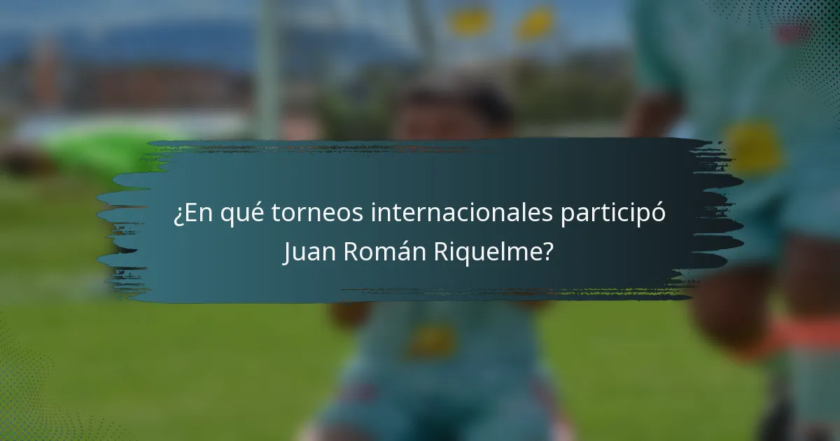 ¿En qué torneos internacionales participó Juan Román Riquelme?