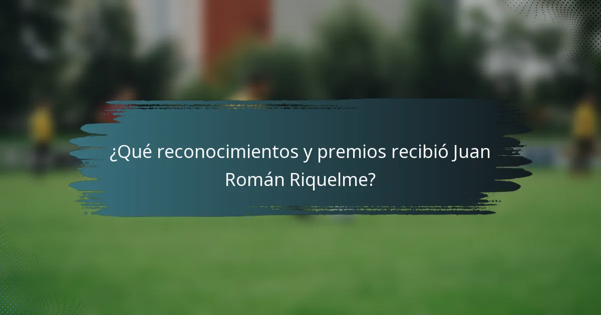 ¿Qué reconocimientos y premios recibió Juan Román Riquelme?